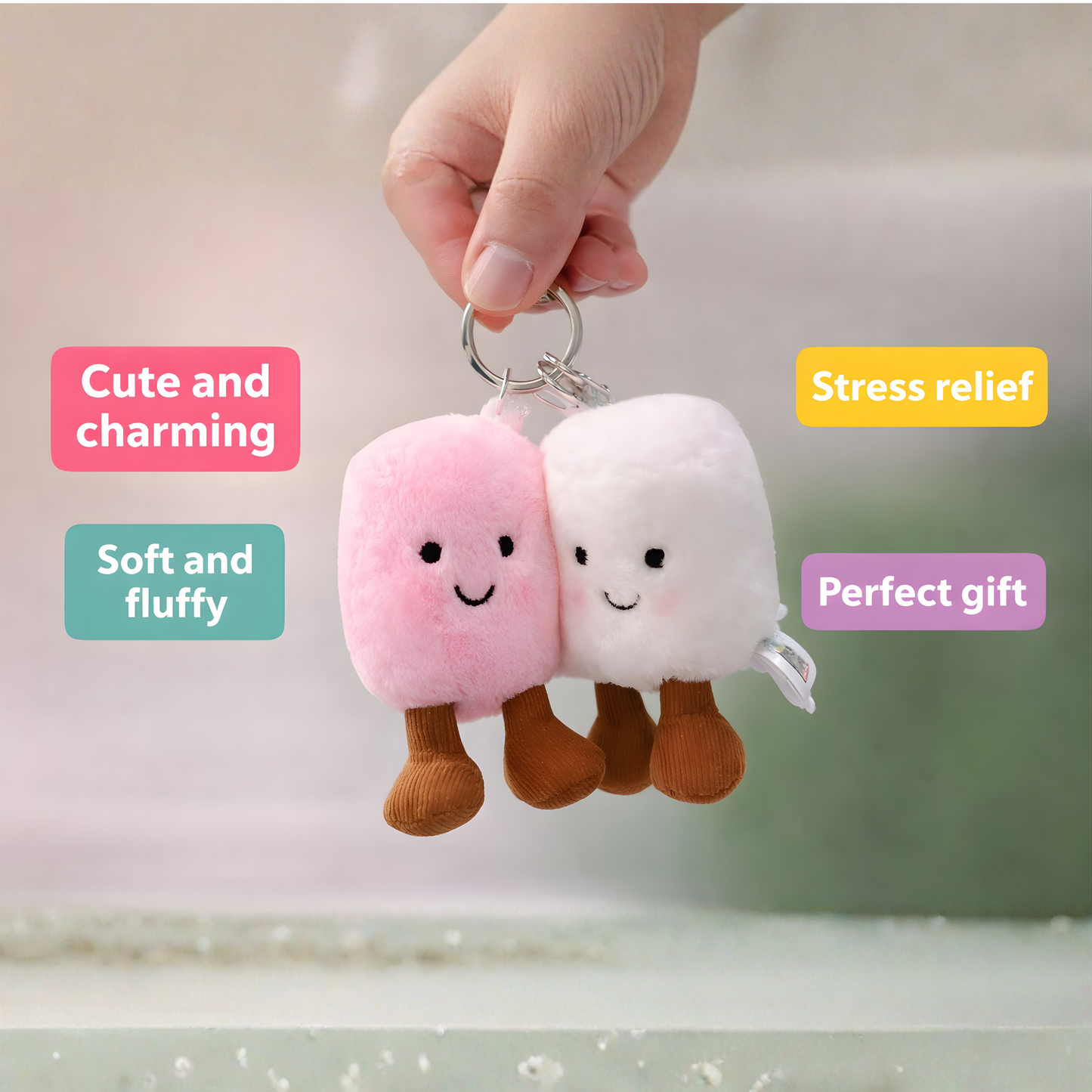 Kawaii marshmallow keychain